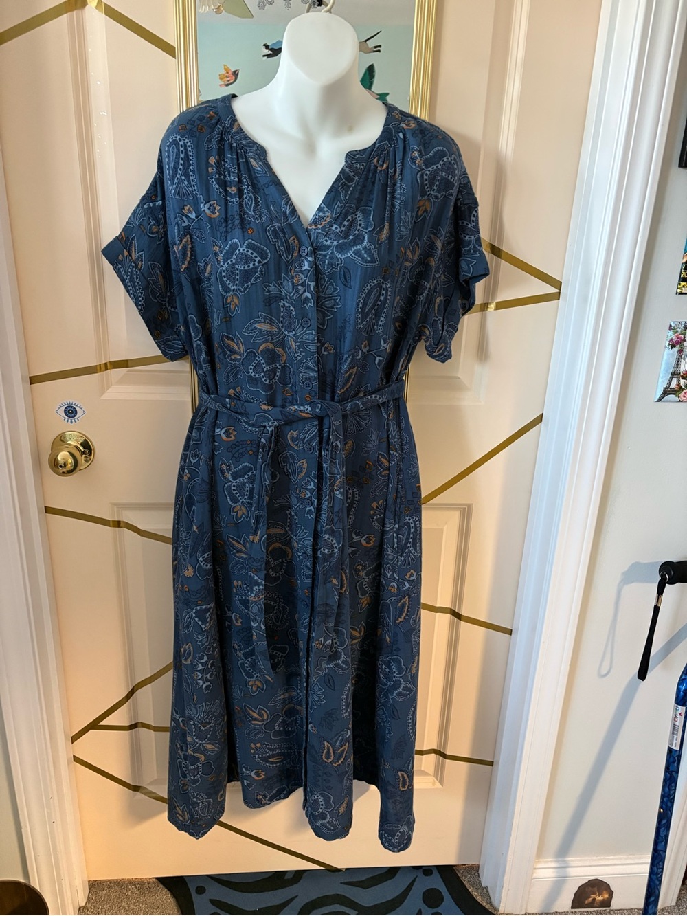Wonderly Button Front Gauzy Cotton Dress Medium Like New